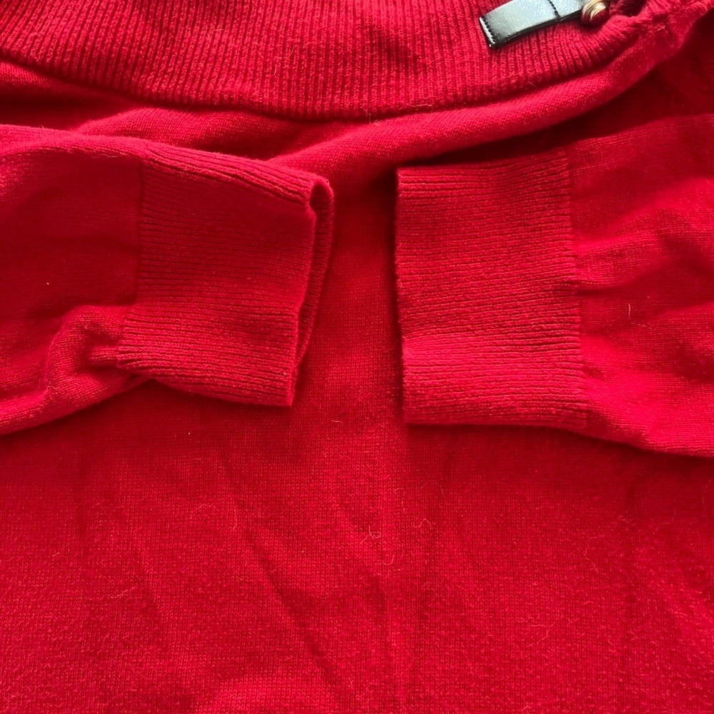Lauren Ralph Lauren Red Cotton Buckle Neck Detail Long Sleeve Sweater M - Picture 3 of 6